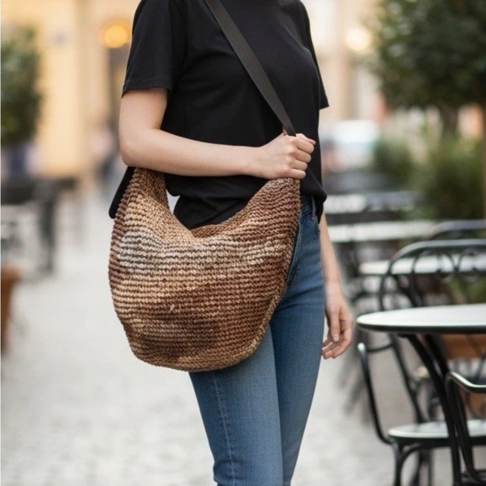 Free People Woven Brown Hobo Shoulder Bag